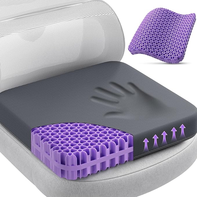 TushGuard Gel Seat Cushion for Long Sitting, Enlarged & Thickened Patent Design, Breathable Cooling for Office Chair, Soft Car Seat Cushion for Wheelchair (2.2" Thick, Black)