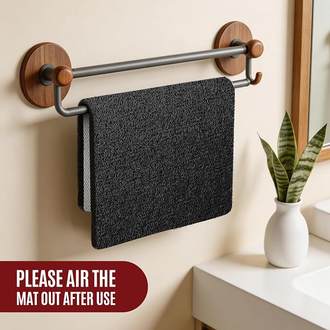 Joyhalo Shower Mat Bathtub Mat Non Slip, Bathmats Non Slip, Quick Drying Foot Scrubber Loofah Mats for Shower, Tub, Bathroom, Home,17x24inch, Black