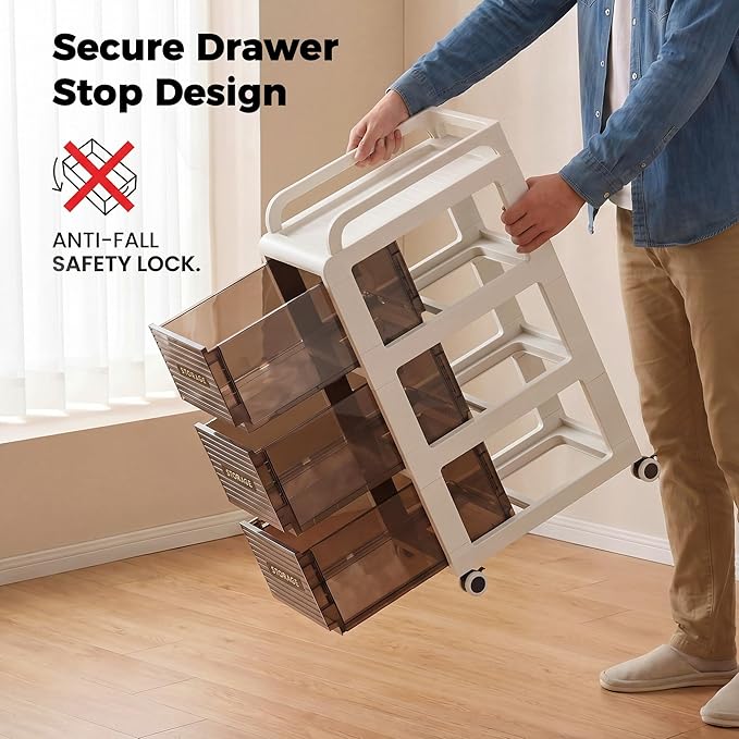Bathroom Storage with Drawers, 11.8" Wide Wide Slim Storage Cabinet with Wheels for Small Spaces, Narraw Cart for Kitchen Office Bedroom Dinning Room Under Desk, 29.7" Tall
