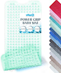 SlipX Solutions Power Grip 39x16 Bathtub & Shower Mat | Premium Non-Slip Bath Safety | Clear Light Green