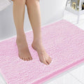 Smiry Luxury Chenille Bathroom Rugs 36x24, Extra Soft and Absorbent Shaggy Bath Mat, Machine Washable, Non-Slip Plush Carpet Runner for Tub, Shower, and Floor, Home Decor Accessories, Pink