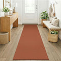 KOZYFLY Orange 2x7 Washable Kitchen Runner Rug, Non Slip Runners for Hallway, Cotton Entryway Runner, Braided Floor Carpet for Entry, Kitchen, Bedside, Hall, Burnt Orange/Tan