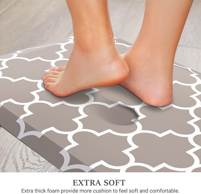 WISELIFE Kitchen Runner Rugs Anti-Fatigue mats,17.3"x 60",Non Slip Waterproof Ergonomic Comfort Mat for Kitchen, Floor Home, Office, Sink, Laundry,Khaki