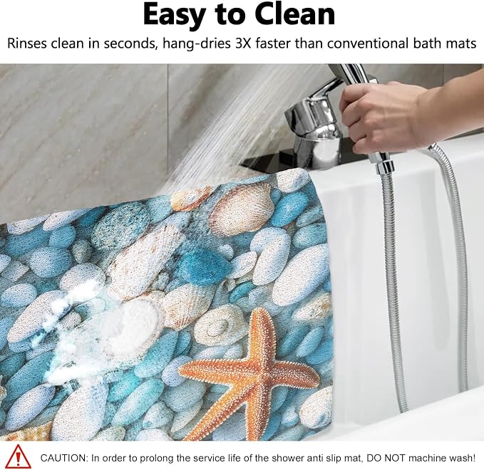 Square Shower Mat, Yonala 27 x 27 Inch Stylish Non Slip Shower Mats for Inside Shower with Central Drain Hole, Soft Trimmable PVC Loofah Anti Slip Shower Mat for Walk in Shower Stall, Quick Drying