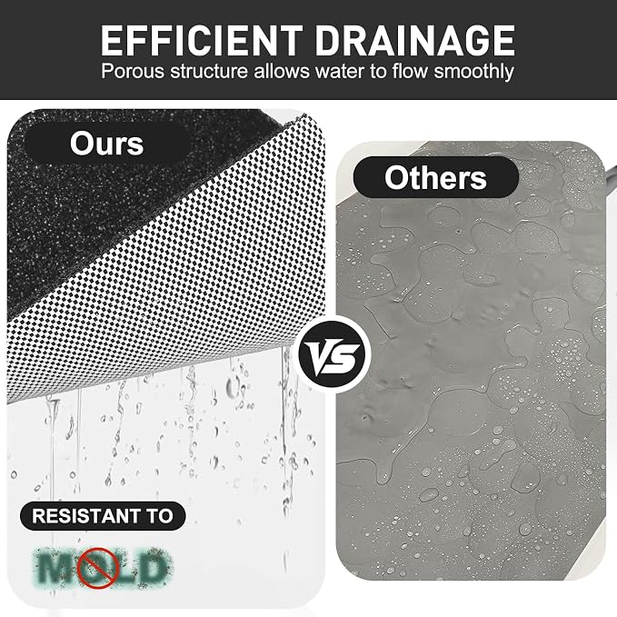 Extra Large Square Shower Mat for Inside Shower, 27 x 27 Inch Shower Floor Mat with Center Drain Hole, Designed for Walk-in Showers, Non-Slip Loofah Mat with Wide Coverage for Stable Standing