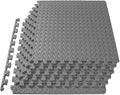 ProsourceFit Exercise Puzzle Mat ½-inch, EVA Interlocking Foam Floor Tiles for Home Gym, Workout Equipment, Kids Play Areas, Grey, 24 SQ FT - 6 Tiles