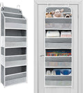 Over The Door Organizer with LifetimeWarranty, 4 Shelves & 4 Side Pockets, Large Storage Rack Holds 44lb, Heavy-Duty Reinforced Mesh Shelf for Bathroom, Closet, Toy Organization, Shoes, Towels, Grey