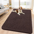 Smiry Dog Door Mat for Muddy Paws 59x32, Absorbent Dirt Trapper, Non-Slip Washable Chenille Entryway Rug for Inside Floor, Brown, Classic Solid