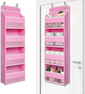 Giraffe Creation Compact Pink Over Door Organizer with 4 Large Clear Pockets, Compact Hanging Door Storage for Nursery, Bedroom, Bathroom, Closet, Baby Essentials