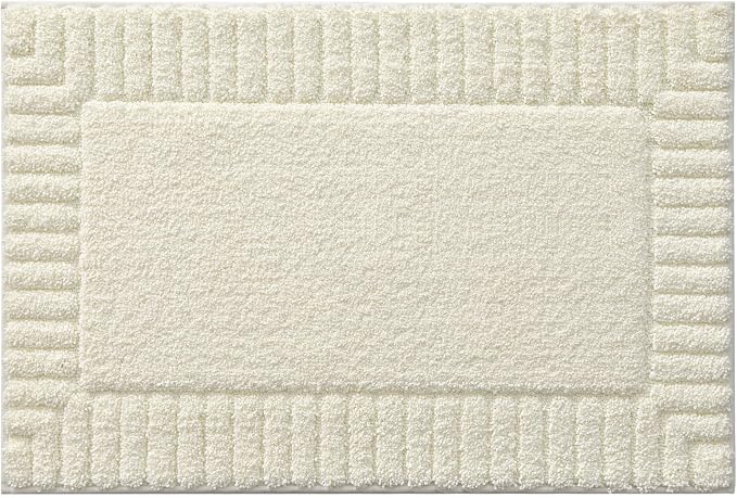 LUMI Bathroom Rugs Non Slip with Rubber Backing, Extra Soft Plush Microfiber Bath Rug Absorbent, Machine Washable Bath Mat Quick Dry for Tub, Shower, Ivory White, 20"x32"