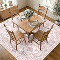 RELEANY Area Rugs Square 7ft Washable Non-Slip, Floral Vintage Distress Medallion Carpet for Living Room Bedroom Dining Room, Pink Greypink Cute