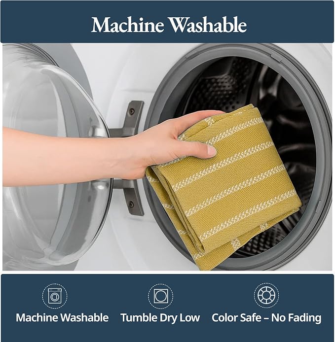 LANE LINEN Kitchen Towels Set - Pack of 4 Cotton Dish Towels for Drying Dishes, 18”x 28”, Absorbent Tea Towels, Quick Drying Kitchen Towel Set - Lemon Yellow