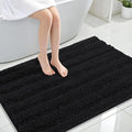 OLANLY Thick Large Bathroom Rugs 44x32, Extra Soft Absorbent Chenille Striped Bath Rugs, Rubber Backing, Machine Wash Dry, Bath Mats for Bathroom Floor, Tub and Shower, Home Decor Accessories, Black