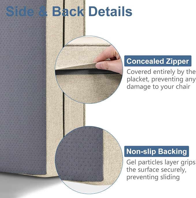 Shinnwa Gel Memory Foam Recliner Cushion for Elderly, Extra Large Seat Cushion, Dual-Layer Foam Chair Pad for Couch, Armchair, Wicker Chairs, Floor, 18 × 18 × 4in, Beige