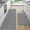 Kitchen Mats for Floor 2 Piece - 17"x29"+17"x59" Anti Fatigue Mats for Kitchen Floor - Non Slip Cushioned Rugs for Standing - Grey
