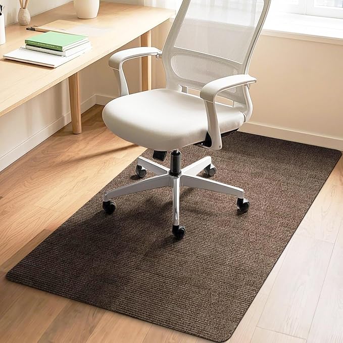 Office Chair Mat for Hardwood and Tile Floor, 48" x 36" Computer Desk Chair Mats, Anti-Slip Mat for Rolling Chair, Large Floor Protector for Home Office, Coffee Color