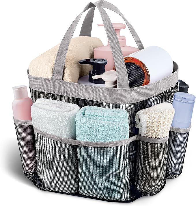 Attmu Mesh Shower Caddy Portable, Quick Dry Hanging Shower Tote Bag for College Dorm Room Essentials, Large Capacity Shower Caddy Dorm for Bathroom Gym Swimming