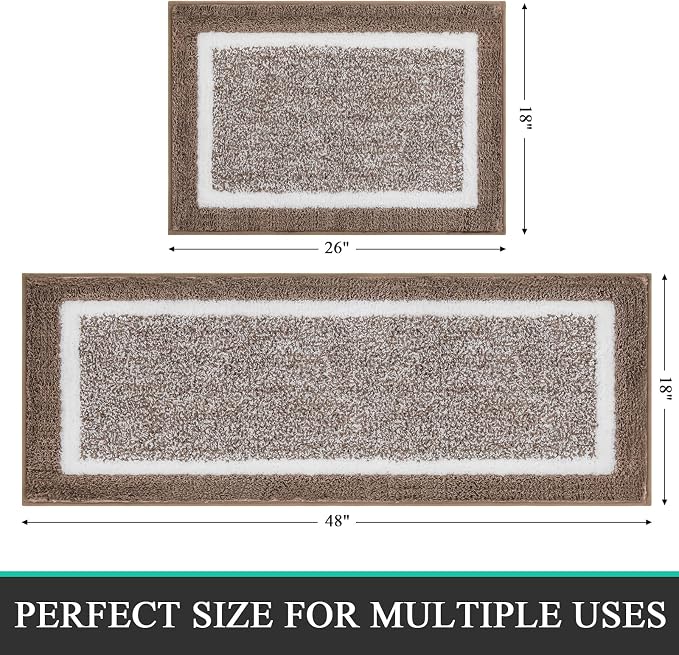 Pauwer Bathroom Rugs Sets 2 Piece, Non Slip Bath Mats for Bathroom, Absorbent Bath Rugs Floor Mat, Machine Washable Shower Rugs for Bath Floor, Tub and Shower