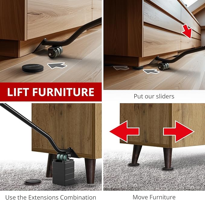 X-Protector Furniture Lifter Tool - Premium Furniture Jack Lifting Tool to Lift Furniture Easily - Appliance Lifter with 4.3" Adjustable Height - Ideal Jack to Lift Furniture Easily with No Effort