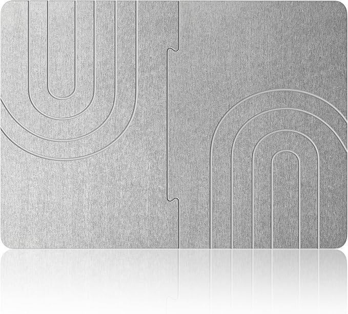 Luxspire Stone Bath Mat, Quick Drying Diatomaceous Earth Bath Mat for Bathroom, Large Bathroom Rug Non Slip, Water Absorbing Shower Mat, Stone Drying Mat for Kitchen Counter, 24 x 16 in, Gray