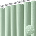 Dynamene Mint Green Fabric Shower Curtain - Waffle Weave Textured Heavy Duty Cloth Shower Curtains for Bathroom, 256GSM Hotel Luxury Weighted Bath Curtain Set with 12 Hooks,72x72, Mint Green