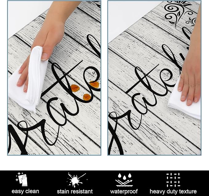 HEBE Anti Fatigue Kitchen Mat Set of 2 Non Slip Cushioned Kitchen Mats for Floor Waterproof Farmhouse Kitchen Rugs and Mats Set Comfort Standing Desk Mat Carpet for Sink,Office,Laundry