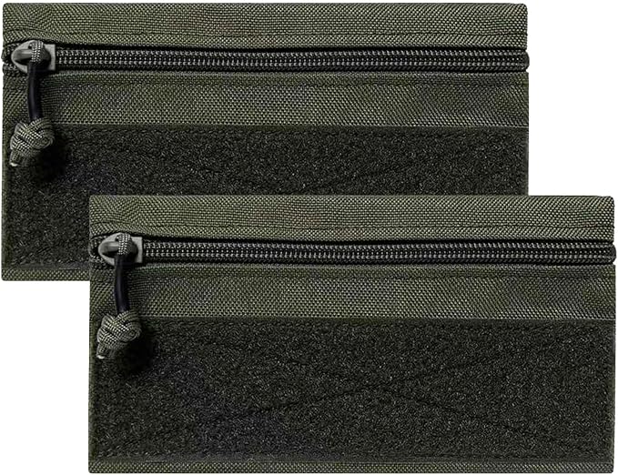 Tactical Admin Zipper Pouch with Hook and Loop, Carry On Bag Insert EDC Organizer Utility Storage Pocket Wallet for Snack Backpack Accessories Chest Ring