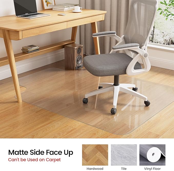 Yecaye Desk Chair Mat for Hardwood Floor, Office PVC Computer Chair Mat, Floor Protector for Rolling Chairs (Transparent, 45" x 53")