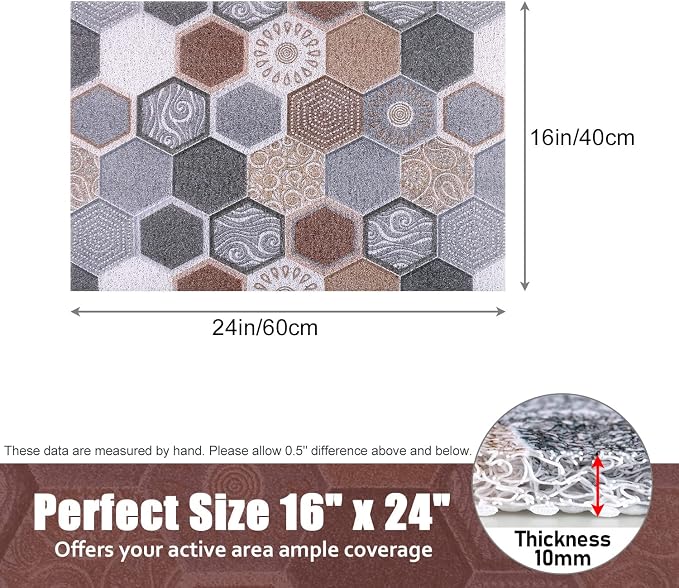 Shower Mat Non-Slip, 24x16 Inch Soft Comfort Bath Mat with Drainage Holes, PVC Loofah Massage Bathmat for Shower,Tub,Bathroom,Wet Areas, Quick Drying