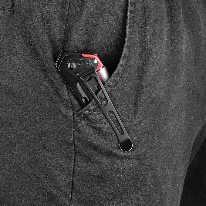 Folding Pocket Utility Knife Heavy Duty Box Cutter with Flat Head and Phillips Screwdriver, Saw, Fruit Knife, Belt Clip, Quick Change Blades Lock Back Design(10 Blades)