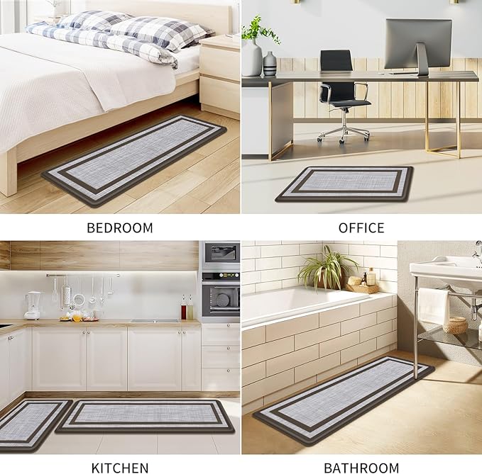 Mattitude Kitchen Mats Set of 2 Cushioned Anti-Fatigue Non-Skid Rug Sets Ergonomic Comfort Standing Mat for Kitchen, Floor, Office, Sink, Laundry,Chocolate