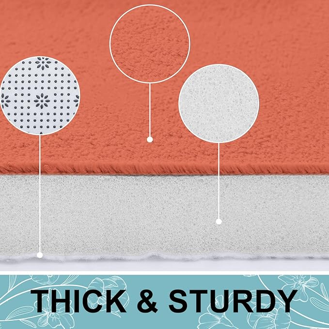 Smiry Memory Foam Bath Mat 36x24, Extra Soft and Absorbent Bathroom Mats, Non Slip Washable Carpet for Floor, Shower and Tub, Coral