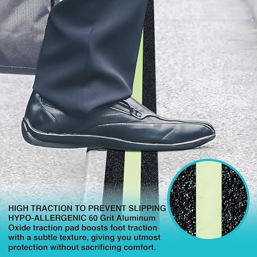 LifeGrip Anti Slip Traction Treads with Glow in Dark Stripe (24-Pack), 2" X 12", Best Grip Tape 80 Grit Non Slip, Pre-Cut Strips, Rounded Corners - Right Size and Ready to Use for Easy Application