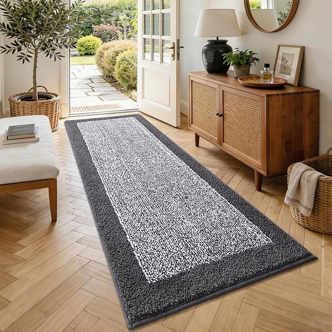 80x24 Large Bathroom Rugs Washable Non Slip, Grey Bath Mat for Bathroom Floor Tub, Soft Absorbent Quick Dry Mats for Shower, Bathtub,Home Decor