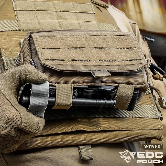 WYNEX Tactical Molle Admin Pouch,Tactical EDC Bag Utility Laser Cut EDC Tool Pouch Bag Annexes with American Flag