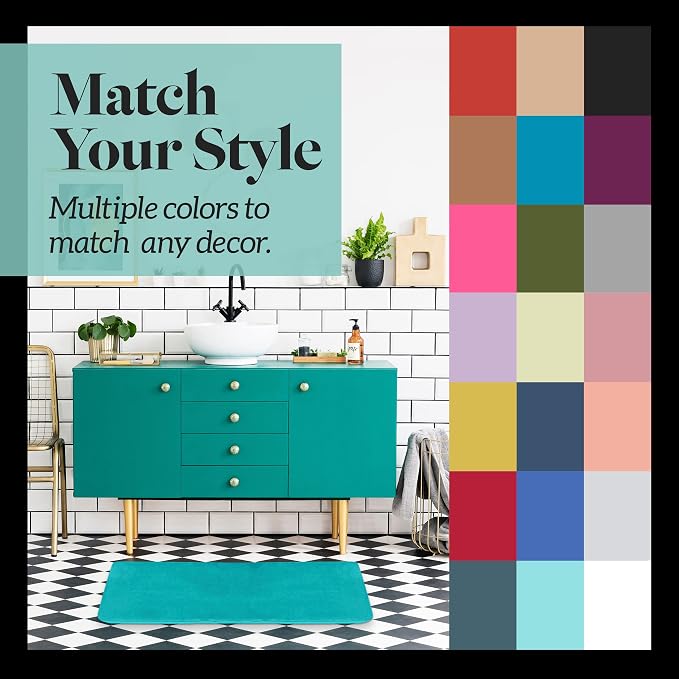 Memory Foam Bath Mat Non Slip Absorbent Super Cozy Velvet Bathroom Rug Carpet (24 inches X 48 inches, Teal)