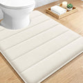 OLANLY Memory Foam Toilet Rugs U Shaped 24x20, Super Soft Absorbent Contour Bath Rugs, Quick Dry, Machine Washable Toilet Mat, Bathmat Floor Carpet, Bathroom Home Decor Accessories, Ivory