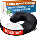 5 STARS UNITED Donut Pillow for Tailbone Pain & Hemorrhoids – Large Memory Foam Seat Cushion for Bed Sore-Prone Areas & Pressure Relief – Prostate, Postpartum & Pregnancy Support, Black Mesh Cover