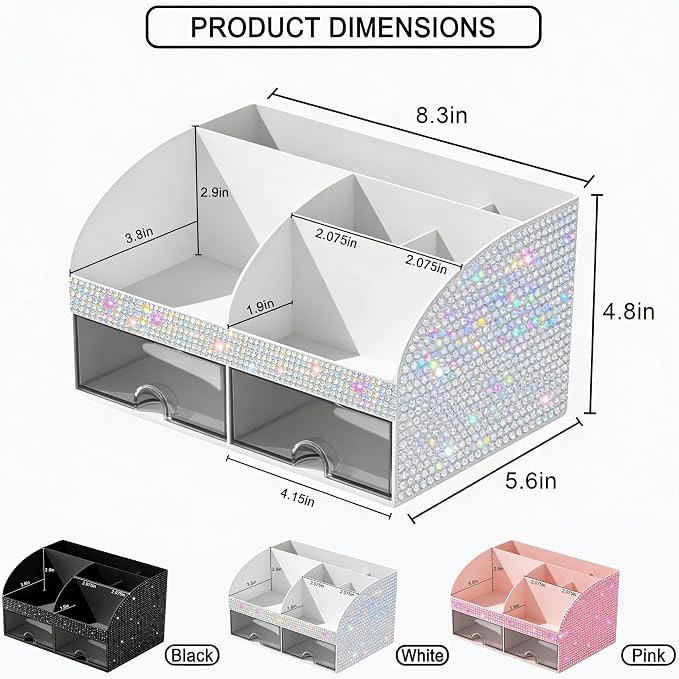 COMFYROOM Makeup Organizer, Bathroom Organizer (Bling White)