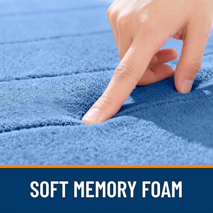 OLANLY Memory Foam Bath Mat 70x46, Super Soft Absorbent Bathroom Rugs, Quick Dry, Machine Washable Shower Floor Rugs, Bathmat Carpet, Bathroom Home Decor Accessories, Cornflower Blue