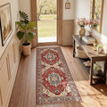 RELEANY Area Rugs Runner 2'x5' Washable Non-Slip, Floral Vintage Distress Medallion Carpet for Kitchen Hallway Bedroom Beside Laundry Room Bathroom, Red Blue