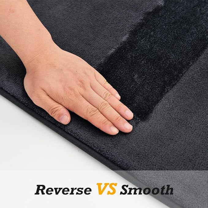 HUXMEYSON Bathroom Rugs Sets 3 Piece, Non-Slip & Quick Dry Bath Mat Set, Ultra Soft Velvet Bath Rugs for Bathroom, Toilet and Shower Floor, Dark Grey