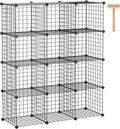 C&AHOME Wire Cube Storage, 12-Cube Storage Organizer Metal, C Grids Storage Bins Shelving, Modular Bookshelf Shelf, Closet Cabinet Ideal for Bedroom, Office 36.6”L x 12.4”W 48.4”H Black