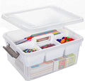 Citylife 17 QT Plastic Storage Bins Clear Storage Box with Removable Tray Stackable Latching Box with Handle for Organizing Tool, Craft, Office, Bead