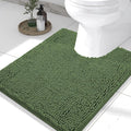 Smiry Luxury Chenille Toilet Rugs U-Shaped 24x20, Soft Absorbent Non-Slip Contour Bathroom Rugs for Toilet, Machine Washable Contoured Bath Mats, Olive Green
