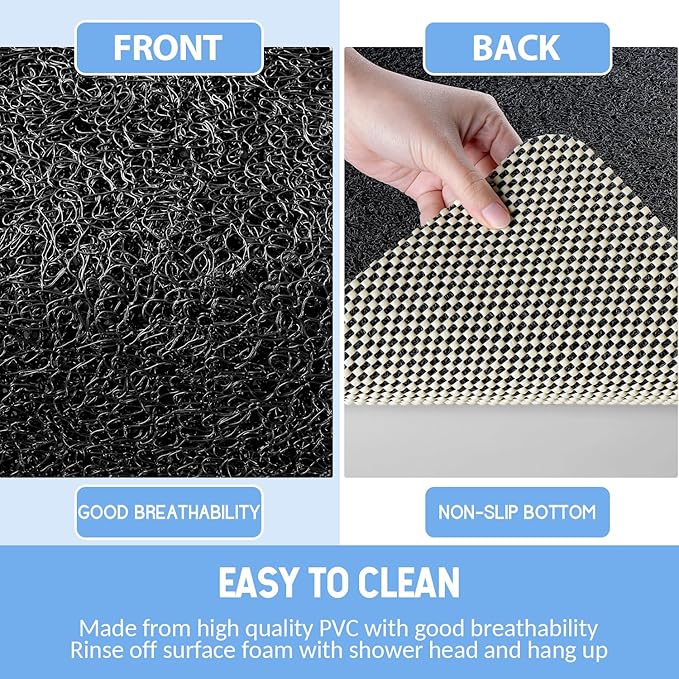 Hargiis Non-Slip Bathtub Mat, Anti Slip Shower Mat, Fast Drying Bathtub Mats, Foot Scrubber Mat, Anti Slip Mat for Tub, Floor, Bathroom, Kitchen, Home, Hotel (Black 32"×17")