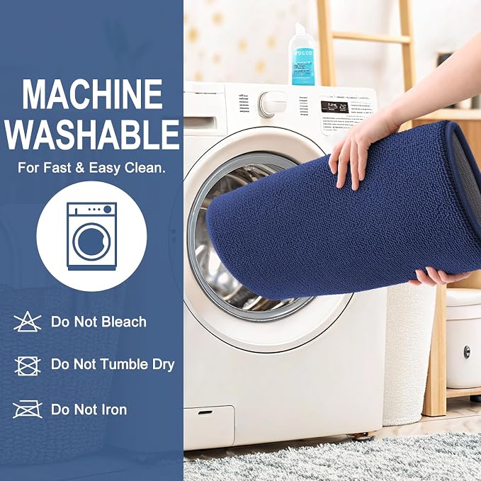 OLANLY Thick Memory Foam Small Bathroom Rugs 24x16, Extra Soft Absorbent Bathroom Mat, Quick Dry Bath Mats, Non-Slip, Machine Washable Carpet, Tub and Shower, Home Decor Accessories, Twilight Sapphire