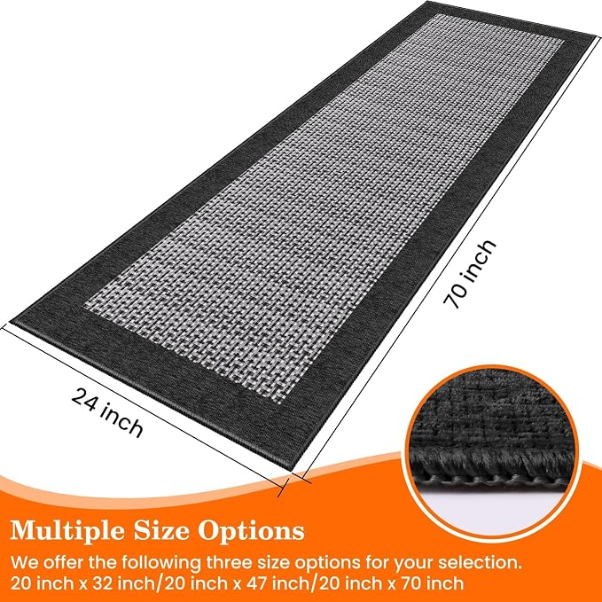 StepRite Kitchen Rugs, Kitchen Mats for Floor, 70"x24" Non-Slip Machine-Washable Kitchen Throw Rug, Absorbent Runner Rugs Office, Sink Standing Desk Mat, Decor Carpet, Black