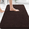 OLANLY Bathroom Rugs 30x18, Extra Soft Absorbent Chenille Bath Rugs, Rubber Backing Quick Dry, Machine Washable Bath Mats for Bathroom Floor, Tub and Shower, Home Decor Accessories, Brown