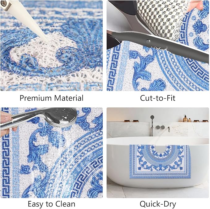 Square Shower Mat Non Slip: 32x32 Inch Extra Large Shower Mats with Drain Hole in Middle -Anti Slip Shower Mats for Inside Shower -Loofah Shower Floor Mat Bath Mat for Shower Stall Bathtub Elderly